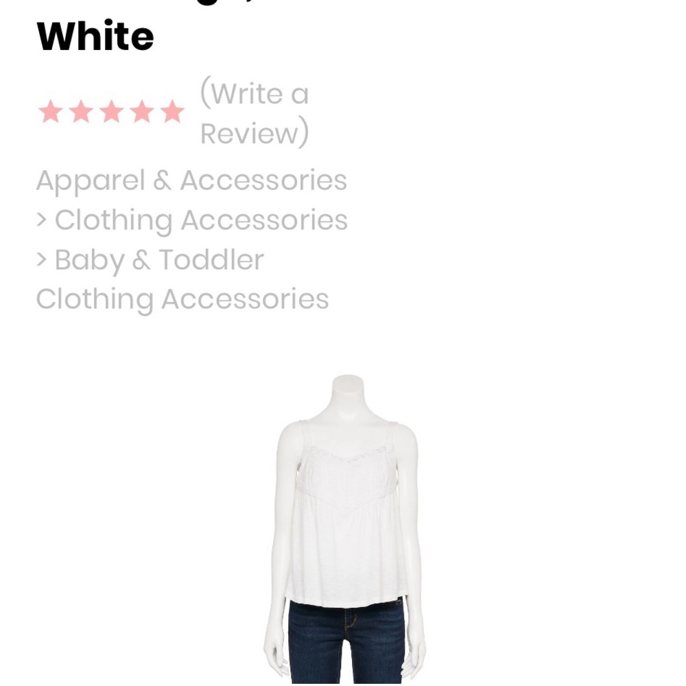 Junior size large white Cami top embroidered will fit women’s size medium new
